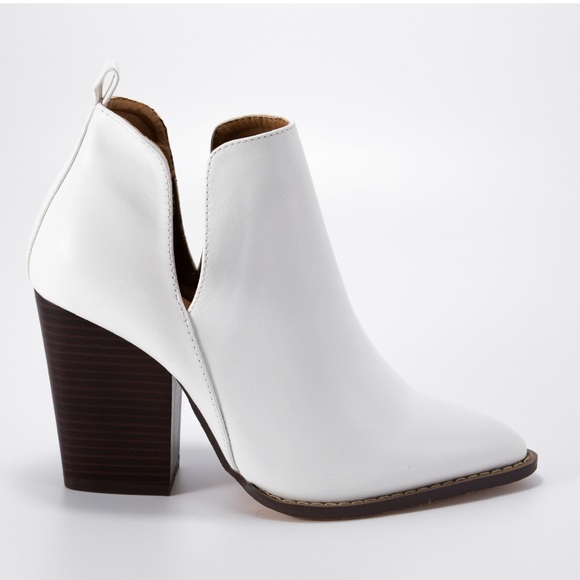 White Side Cut Ankle Booties - Picture 3 of 7